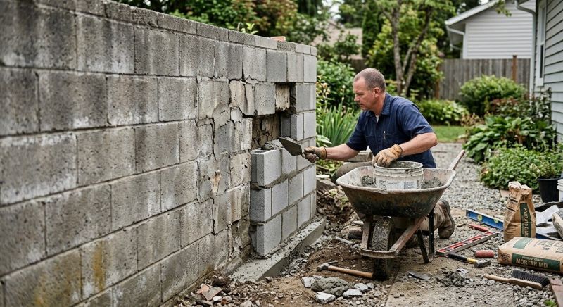 Cinder Block Wall Repair in New Smyrna Beach, FL